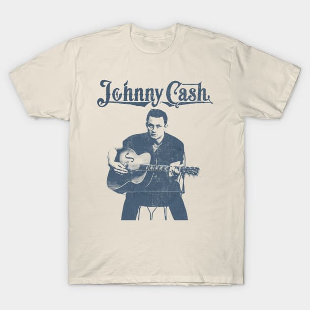 Johnny Cash - Blue Vintage Color T-Shirt by Campfire Classic